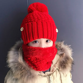 Σετ χειμωνιάτικο παιδικό καπέλο και κασκόλ για κορίτσια