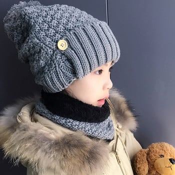 Зимен детски комплект от шапка и шал за момичета