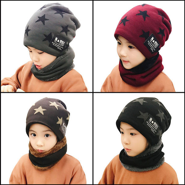 Alkalmi mintás gyerek sapka és sál béléssel és nyomattal