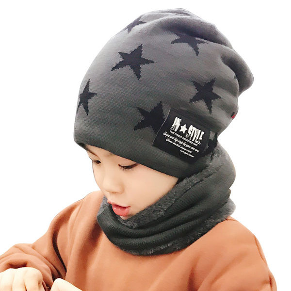 Alkalmi mintás gyerek sapka és sál béléssel és nyomattal