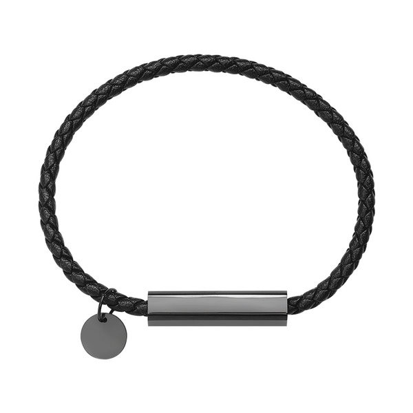 Férfi karkötő medállal - fekete színű