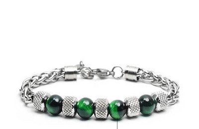 Férfi acél karkötő gyöngyökkel