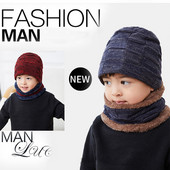 Bērnu trikotāžas cepures un šalles komplekts zēniem