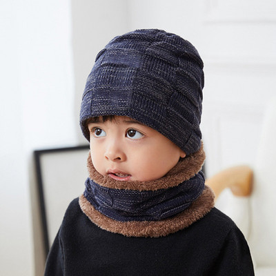 Bērnu trikotāžas cepures un šalles komplekts zēniem