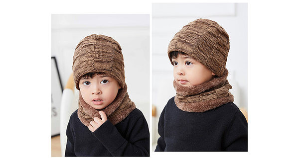Bērnu trikotāžas cepures un šalles komplekts zēniem