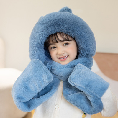 Παιδικό καπέλο με χνούδι και κορδόνια