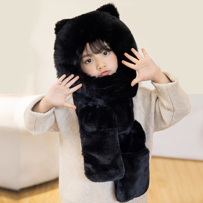 Παιδικό καπέλο με χνούδι και κορδόνια