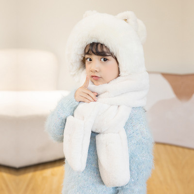 Παιδικό καπέλο με χνούδι και κορδόνια