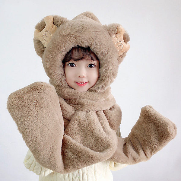 Bērnu dūnu cepure ar šalli meitenēm