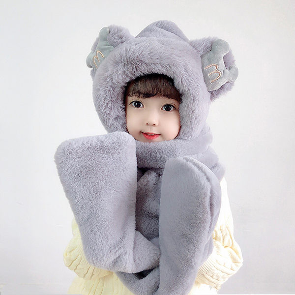 Bērnu dūnu cepure ar šalli meitenēm