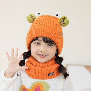 Детски зимен комплект от шал и шапка за момичета