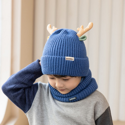 Dječji pleteni set kapa i šal s 3D elementom za dječake i djevojčice