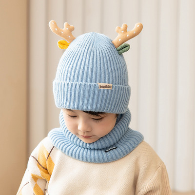 Dječji pleteni set kapa i šal s 3D elementom za dječake i djevojčice