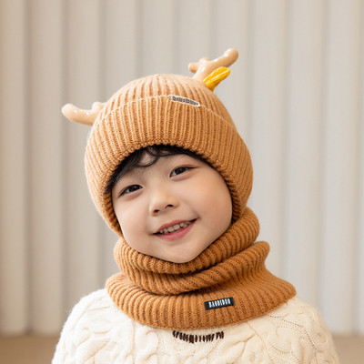 Dječji pleteni set kapa i šal s 3D elementom za dječake i djevojčice