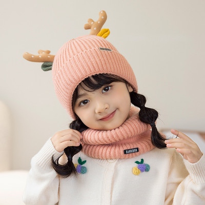 Dječji pleteni set kapa i šal s 3D elementom za dječake i djevojčice