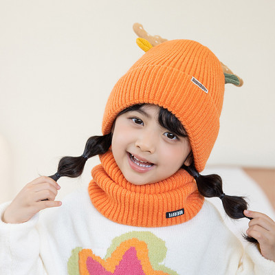 Dječji pleteni set kapa i šal s 3D elementom za dječake i djevojčice
