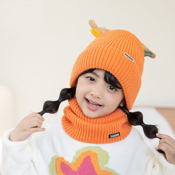 Dječji pleteni set kapa i šal s 3D elementom za dječake i djevojčice