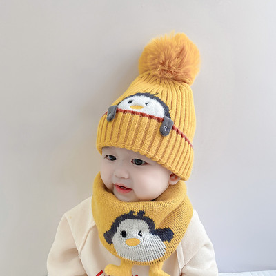 Adīts bērnu šalles un cepuru komplekts meitenēm un zēniem