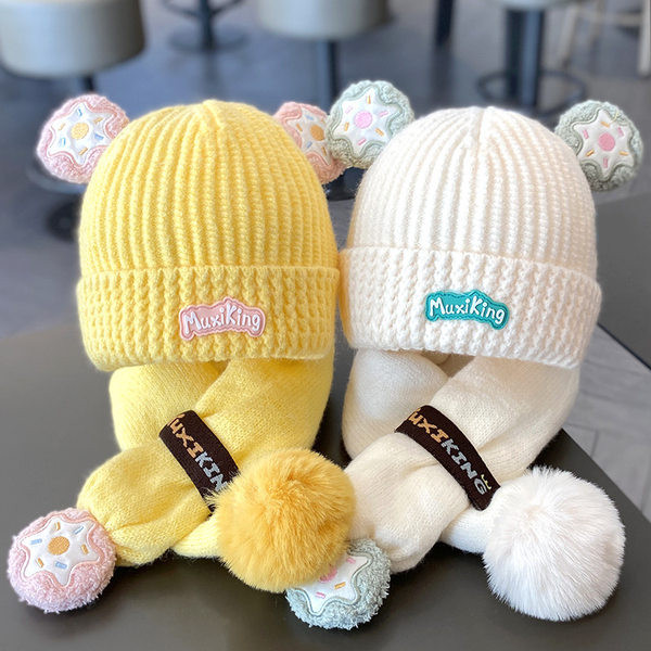 Ziemas bērnu cepuru un šalļu komplekts zēniem un meitenēm