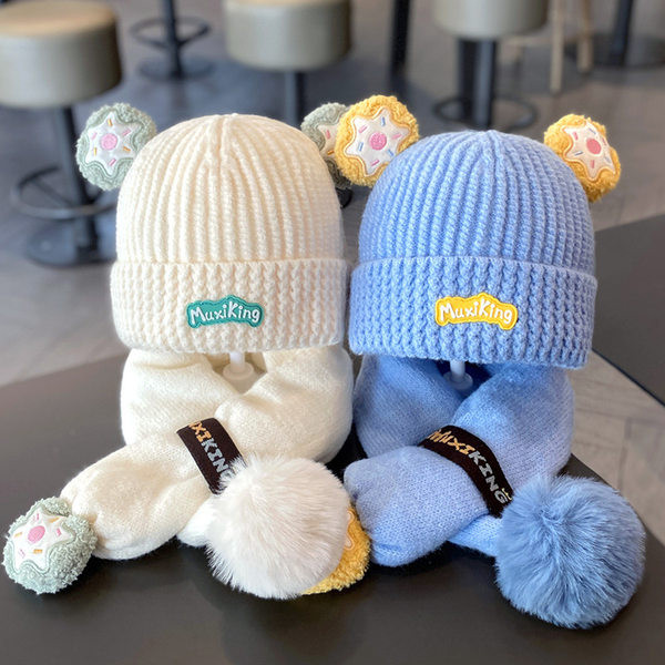 Ziemas bērnu cepuru un šalļu komplekts zēniem un meitenēm