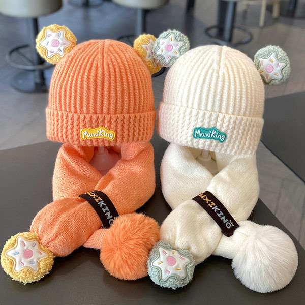 Ziemas bērnu cepuru un šalļu komplekts zēniem un meitenēm