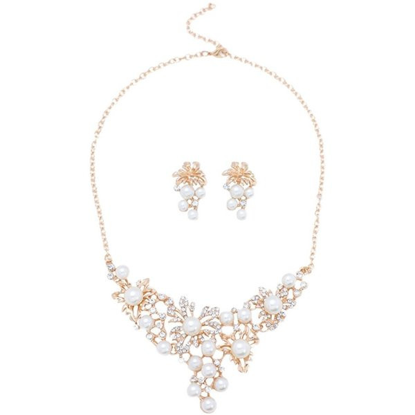 Sieviešu pērļu auskaru un kaklarotas komplekts