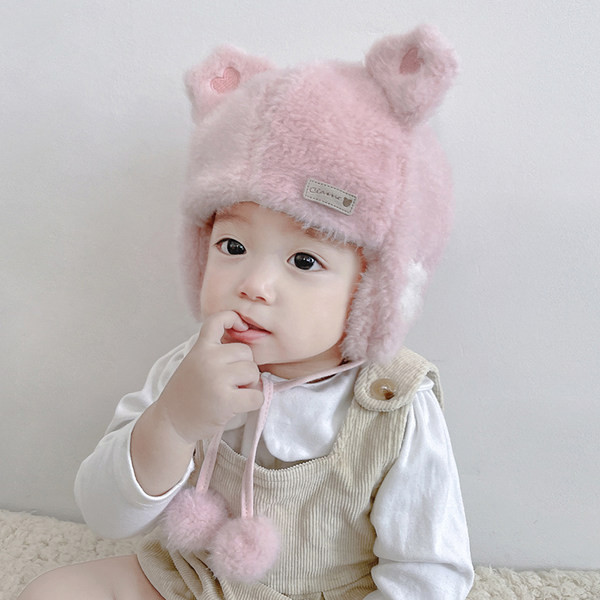 Παιδικό πουπουλένιο καπέλο με τρισδιάστατο στοιχείο για κορίτσια