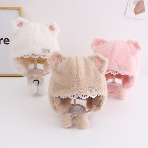 Παιδικό πουπουλένιο καπέλο με τρισδιάστατο στοιχείο για κορίτσια