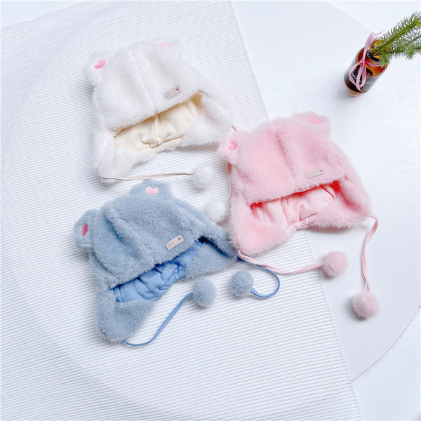 Παιδικό πουπουλένιο καπέλο με τρισδιάστατο στοιχείο για κορίτσια