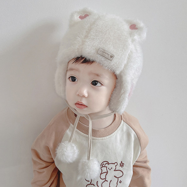 Παιδικό πουπουλένιο καπέλο με τρισδιάστατο στοιχείο για κορίτσια