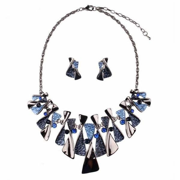 Ženski dvodijelni set - ogrlica sa kamenčićima u boji i naušnice