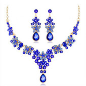 Sieviešu eleganta kaklarota un auskaru komplekts ar dekoratīviem akmeņiem