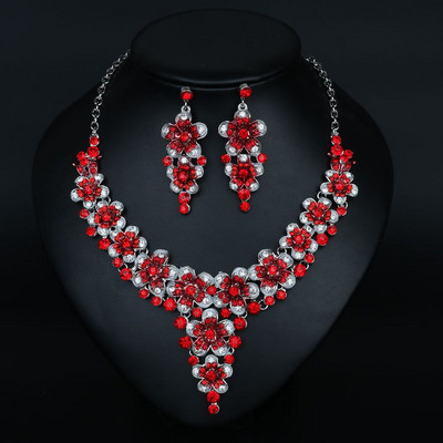 Jauna modeļa sieviešu komplekts ar krāsainiem akmeņiem - kaklarota un auskari