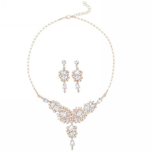 Női ékszer szett kétrészes fülbevalóból és kövekkel díszített nyakláncból