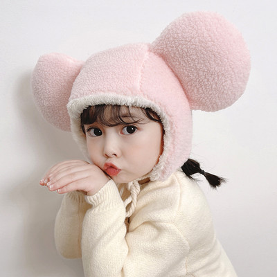 Pufīga bērnu cepure ar 3D elementu meitenēm