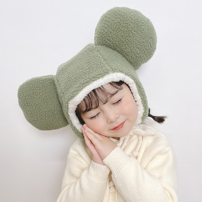 Pufīga bērnu cepure ar 3D elementu meitenēm