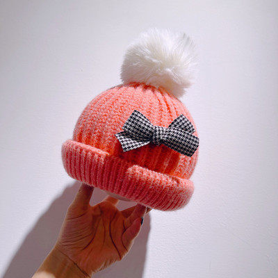 Adīta bērnu cepure ar lentīti meitenēm