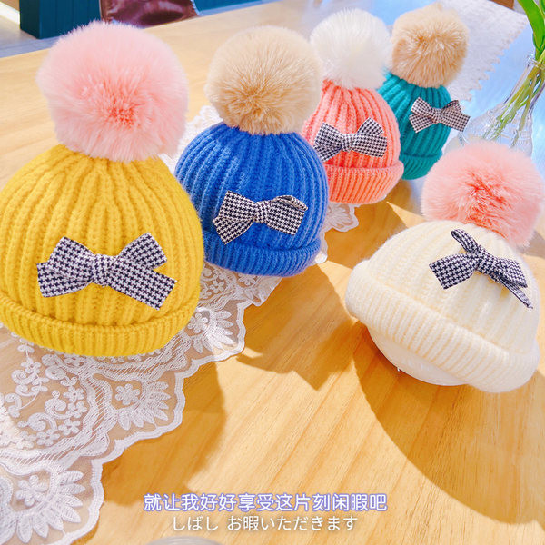 Adīta bērnu cepure ar lentīti meitenēm