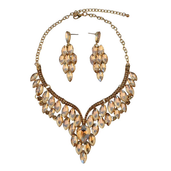 Επίσημο σχέδιο γυναικεία σκουλαρίκια και κολιέ σετ με πέτρες