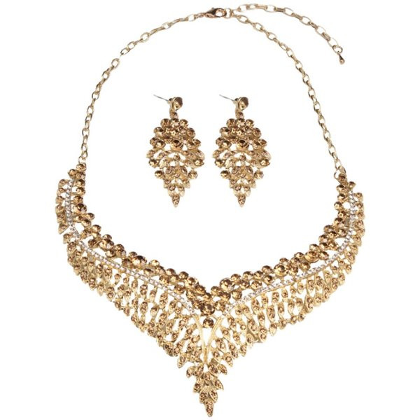 Elegantna ženska ogrlica i naušnice s kamenčićima