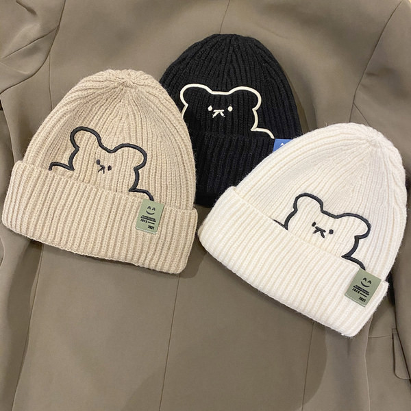 Bērnu adīta cepure ar izšuvumu zēniem un meitenēm