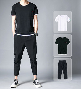 Vīriešu komplekts ar īsām piedurknēm un kabatu