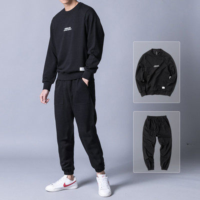 Σετ πουλόβερ Ανοιξιάτικο και φθινόπωρο ανδρικό στρογγυλό λαιμό αθλητικό casual kravis δύο κομμάτια για τρέξιμο χαλαρά αθλητικά ρούχα