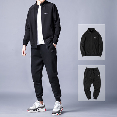 Σετ πουλόβερ Ανοιξιάτικο και φθινόπωρο ανδρικό στρογγυλό λαιμό αθλητικό casual kravis δύο κομμάτια για τρέξιμο χαλαρά αθλητικά ρούχα