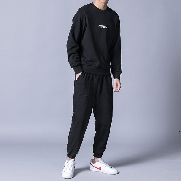 Σετ πουλόβερ Ανοιξιάτικο και φθινόπωρο ανδρικό στρογγυλό λαιμό αθλητικό casual kravis δύο κομμάτια για τρέξιμο χαλαρά αθλητικά ρούχα