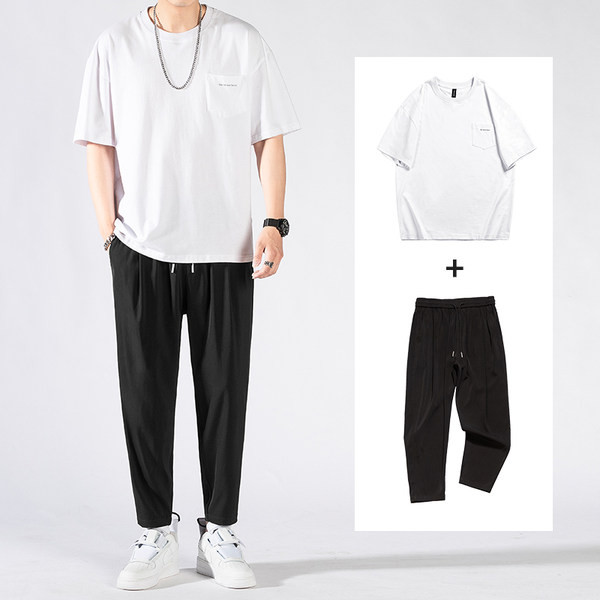 Vīriešu ikdienas komplekts ar īsām piedurknēm T-kreklu un apakšas