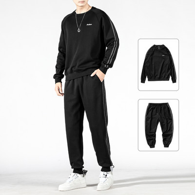 Ikdienas vīriešu blūzes un bikšu komplekts ar kabatu