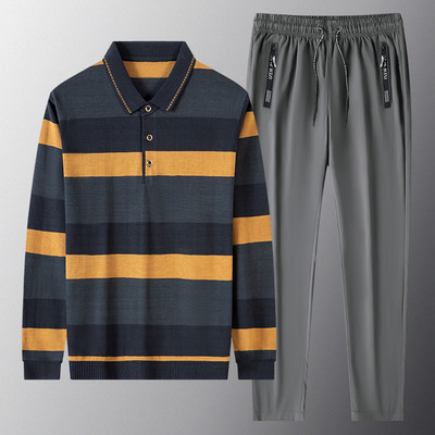 Divdaļīgs vīriešu sporta komplekts ar klasisku apkakli un saitēm