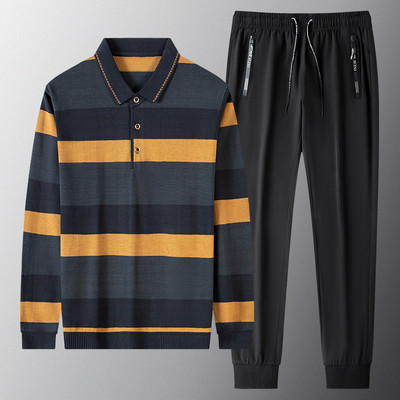 Divdaļīgs vīriešu sporta komplekts ar klasisku apkakli un saitēm