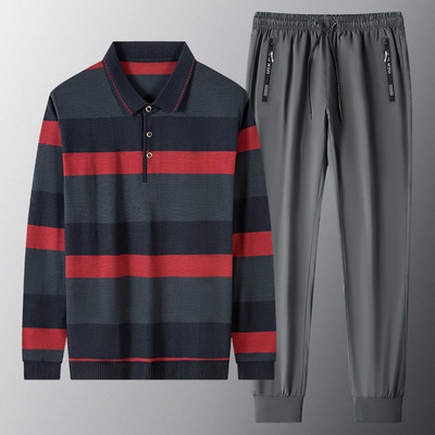 Divdaļīgs vīriešu sporta komplekts ar klasisku apkakli un saitēm